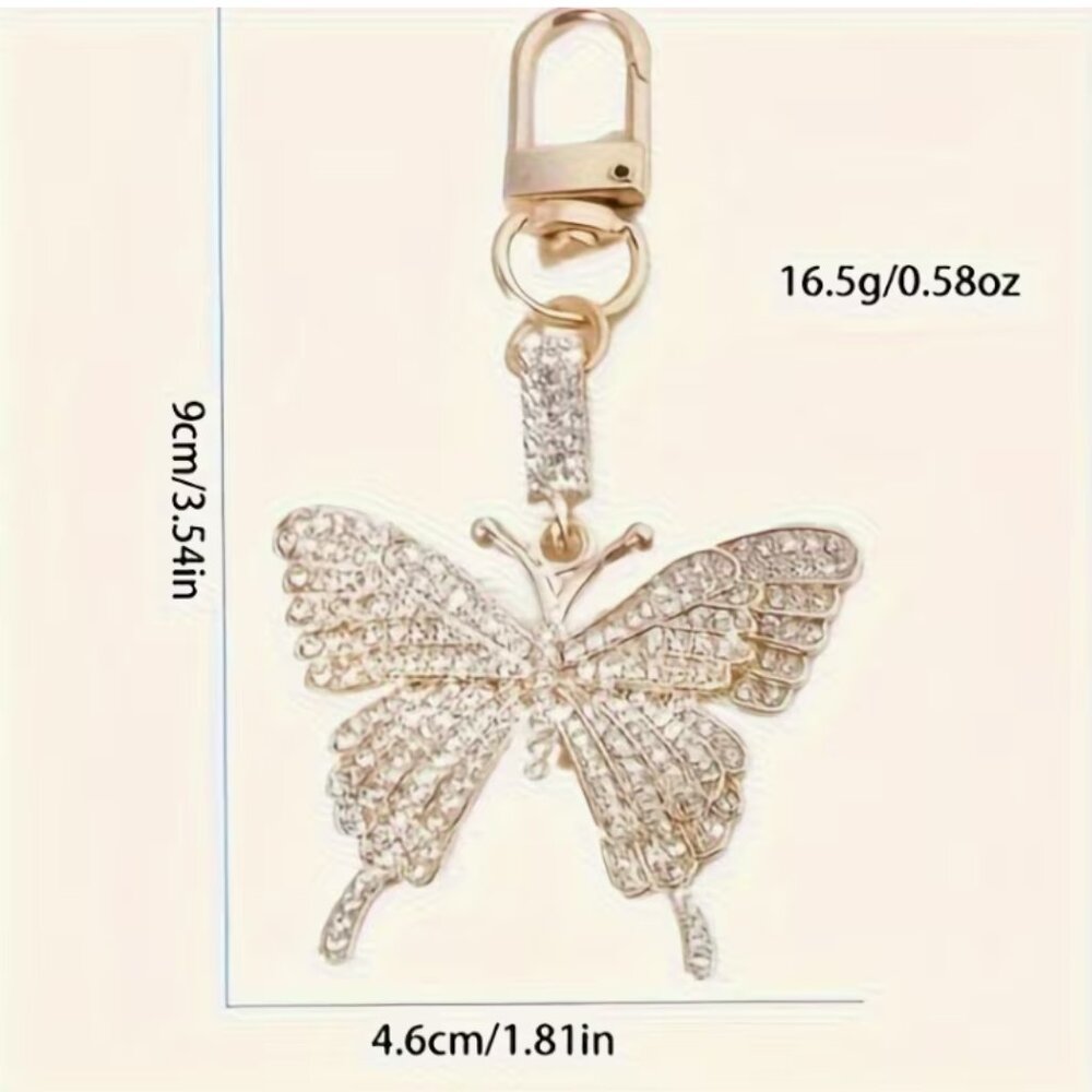 Bag Charm, buttterfly, rhinestones in gold tone. NWT! - Picture 4 of 5